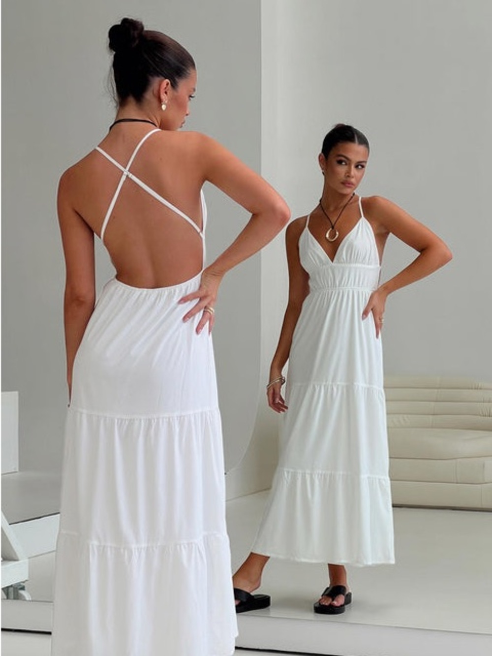 Princess Polly Mckew Maxi Dress White Crisscross Open Back